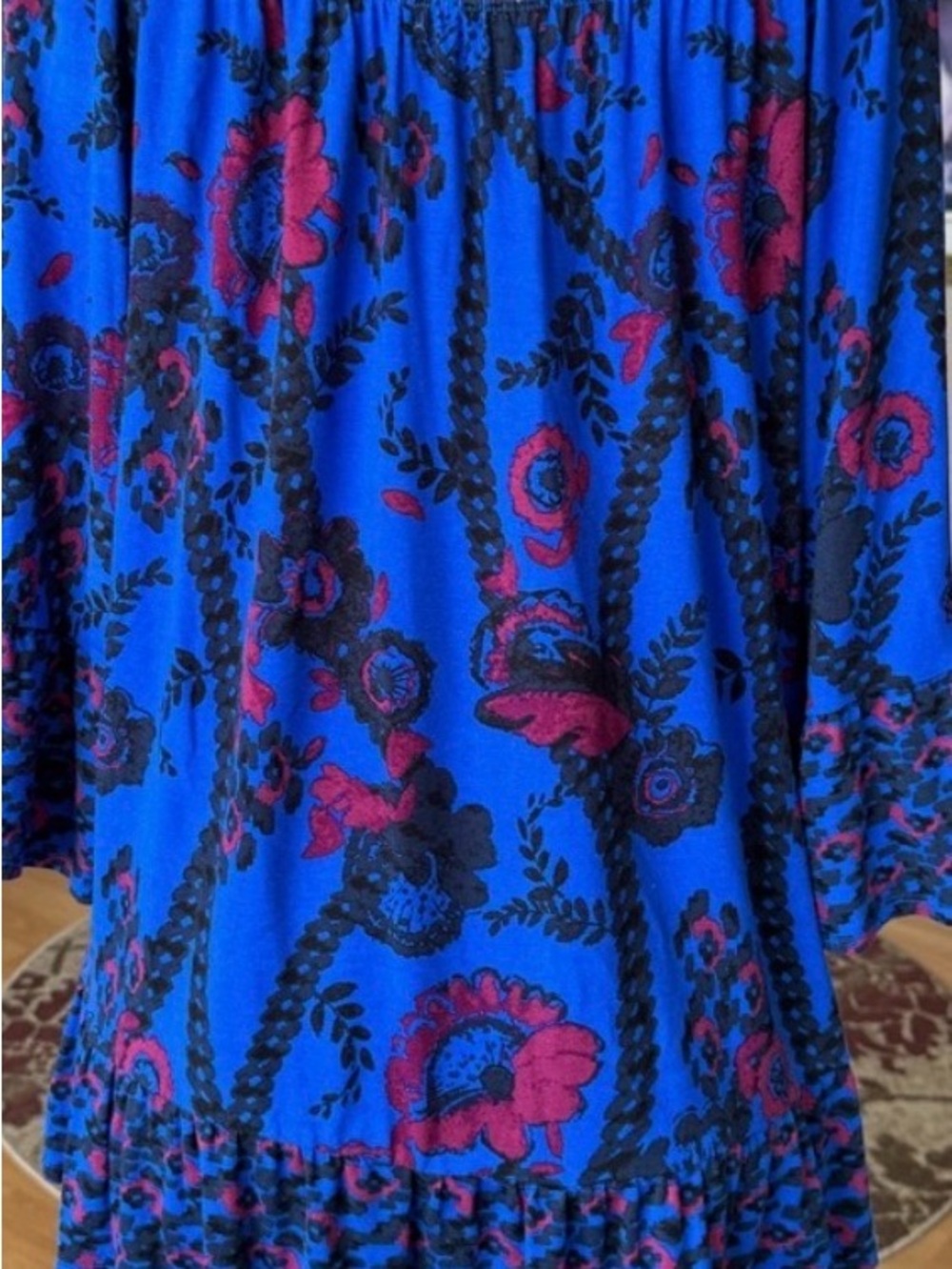 Summer Top Blue Floral Off-Shoulder Sz 2x Like Brand New Super Soft Final Sale - Picture 2 of 3